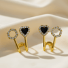 Tessara Gold-Plated Zirconia Heart & Hexagonal Earrings
