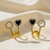 Tessara Gold-Plated Zirconia Heart & Hexagonal Earrings
