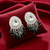 Tessara Silver-Plated Kundan Drop Earrings with Black Beaded Fringe