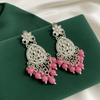 Tessara Silver Kundan Danglers with Rani Pink Beads