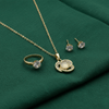 Tessara Gold-Plated Translucent Stone Floral & Solitaire Set