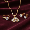 Tessara Gold-Plated Zirconia Floral & Solitaire Pendant Set