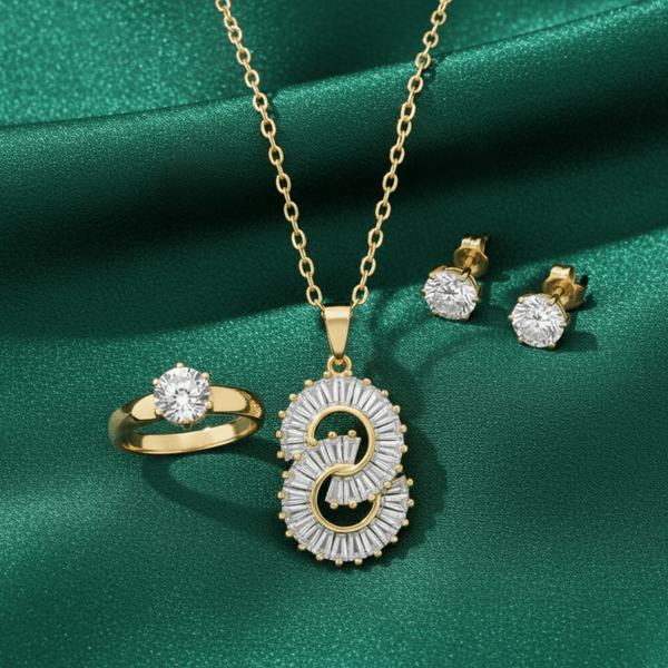 Tessara Gold-Plated Interlocked Zirconia Pendant Set