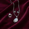 Tessara Sterling Silver Moonstone Pendant Set with Solitaire Ring