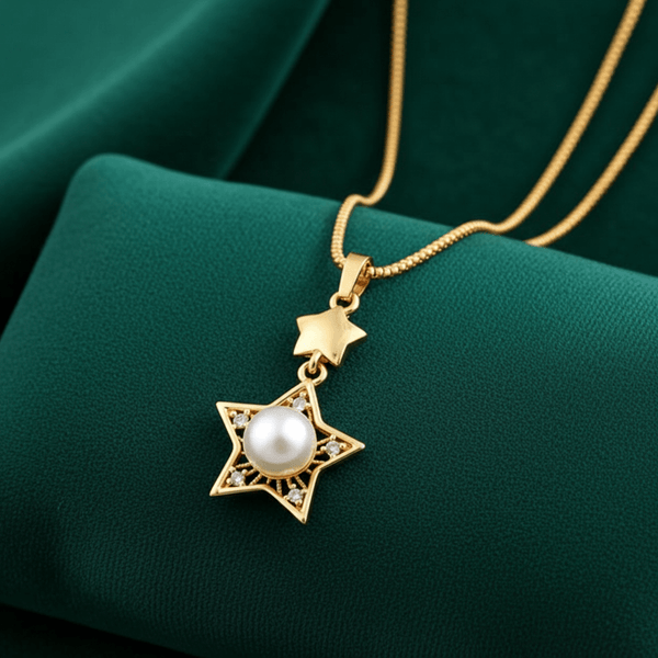 Tessara Gold-Plated Pearl & Zirconia Star Pendant