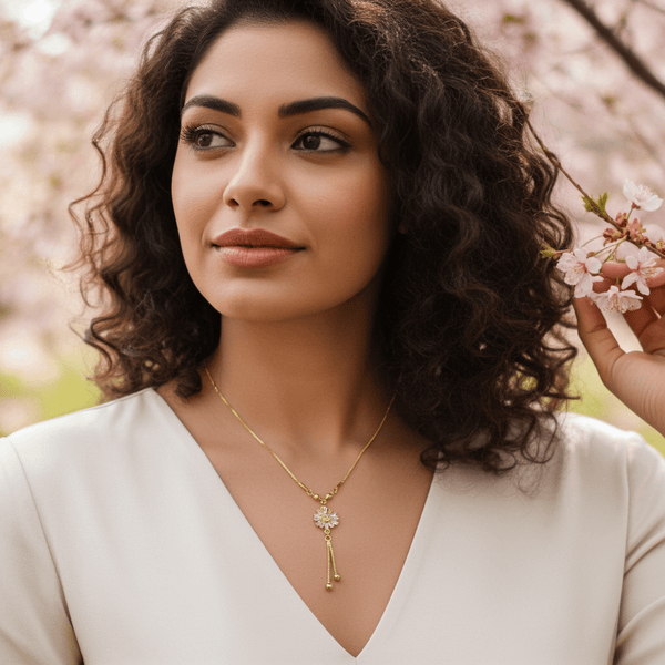 Tessara Gold-Plated Zirconia Floral Dangler Pendant