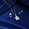 Tessara Gold-Plated Translucent Stone Floral & Solitaire Set