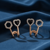 Tessara Rose Gold-Plated Black Stone Heart & Zirconia Earrings