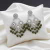 Tessara Silver-Plated Kundan Chandelier Earrings with Mehendi Green Beaded Tassels