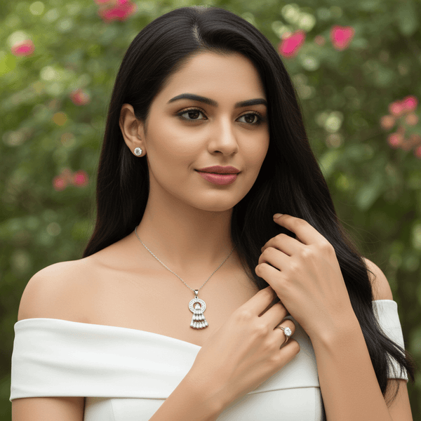 Tessara Silver Zirconia Cascade & Solitaire Pendant Set