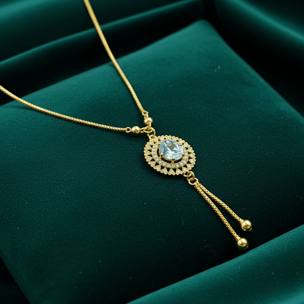 Tessara Gold-Plated Zirconia Floral & Multicolor Dangler Pendant