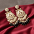 Tessara Gold-Plated Kundan & Pearl Chandbali Earrings with Black Beads