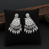 Tessara Silver-Plated Kundan & Pearl Drop Earrings in White