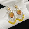 Tessara Silver-Plated Multicolor Meenakari Earrings with Yellow Beaded Tassels