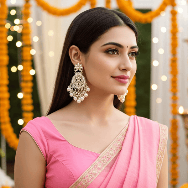 Tessara Silver-Plated Contemporary Pearl Drop Earrings in White