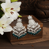 Tessara Silver Kundan Chandeliers with Rama Green Beads