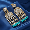 Tessara Gold-Plated Kundan Chandelier Earrings with Turquoise Beads