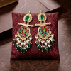 Tessara Gold-Plated Multicolor Meenakari Earrings with Green Beaded Tassels