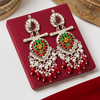 Tessara Silver-Plated Multicolor Meenakari Earrings with Ruby Red Beaded Tassels