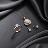 Tessara Rose Gold-Plated Pearl & Zirconia Floral Pendant Set