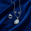 Tessara Sterling Silver Moonstone Pendant Set with Solitaire Ring