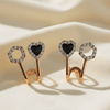 Tessara Rose Gold-Plated Black Stone Heart & Zirconia Earrings
