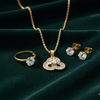 Tessara Gold-Plated Zirconia Floral & Solitaire Pendant Set