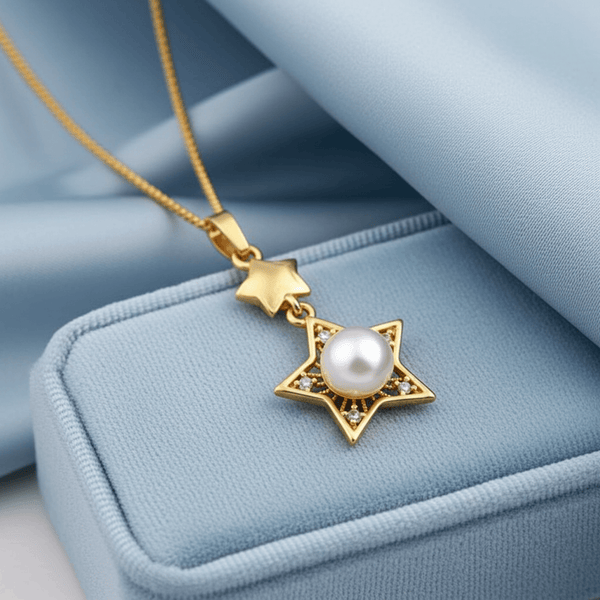 Tessara Gold-Plated Pearl & Zirconia Star Pendant