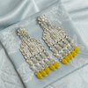 Tessara Silver-Plated Kundan Chandelier Earrings with Yellow Beads