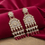 Tessara Gold-Plated Kundan Chandelier Earrings with Maroon Beads