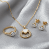 Tessara Gold-Plated Translucent Stone Heart & Zirconia Pendant Set