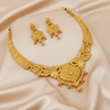 Exquisite Traditional Gold-Plated Necklace & Earrings Set – Heritage Elegance - by Tessara
