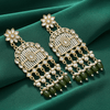 Tessara Gold-Plated Kundan Chandelier Earrings with Bottle Green Beads