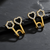 Tessara Gold-Plated Zirconia Heart & Hexagonal Earrings