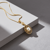 Tessara Gold-Plated White AD-Studded Pearl Sunburst Pendant