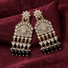 Tessara Gold-Plated Kundan Chandelier Earrings with Black Beads