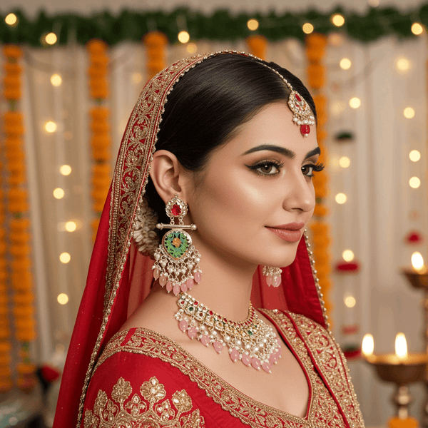 Tessara Silver-Plated Multicolor Meenakari Earrings with Onion Pink Beaded Tassels