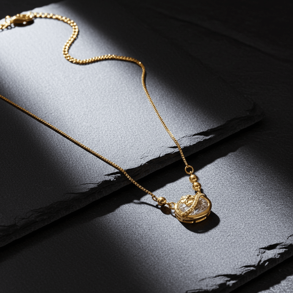 Tessara Gold-Plated White AD-Studded Clover Pendant