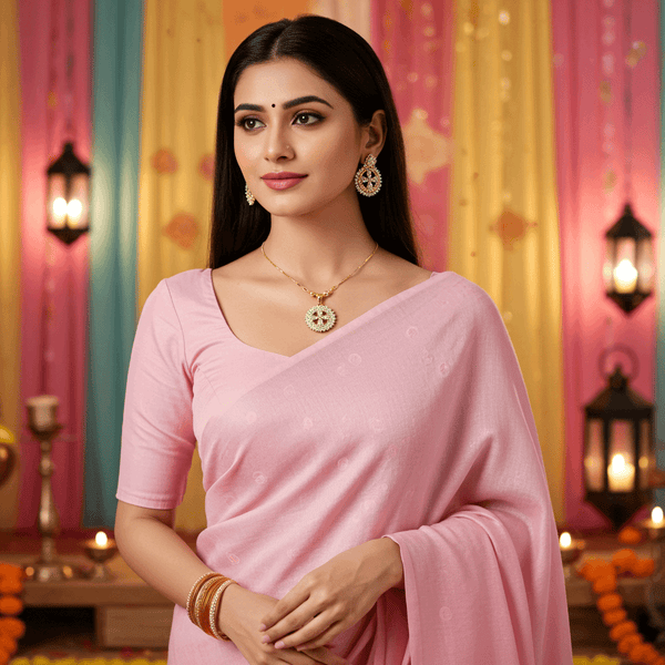 Tessara Gold-Plated White AD-Studded Floral Halo Pendant