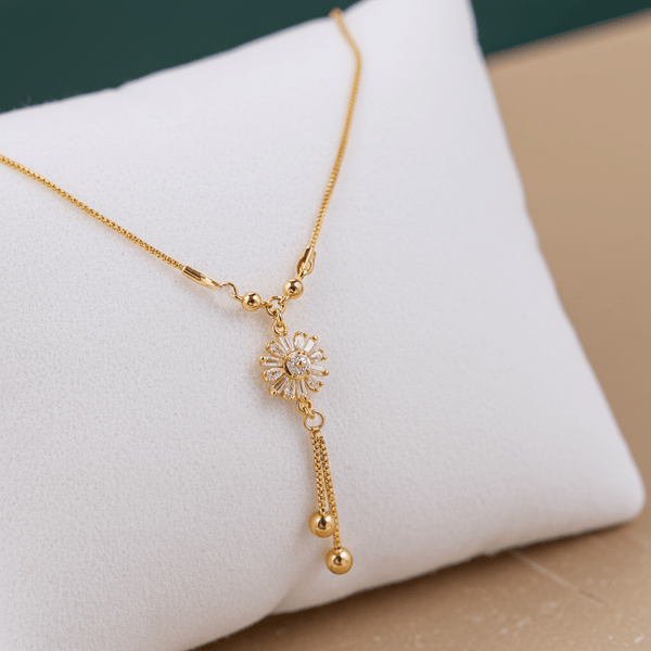 Tessara Gold-Plated Zirconia Floral Dangler Pendant