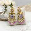 Tessara Gold-Plated Carved Stone & Pearl Drop Earrings in Lavender