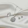 Tessara Silver Floral Zirconia Pendant Set with Solitaire Ring