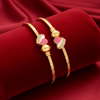 Tessara Pink Meenakari Heart Bangles, Gold-Toned
