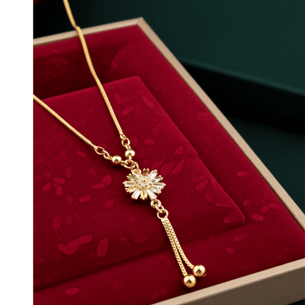 Tessara Gold-Plated Zirconia Floral & Multicolor Dangler Pendant