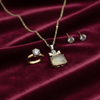 Tessara Gold-Plated Translucent Stone Bow Pendant Set