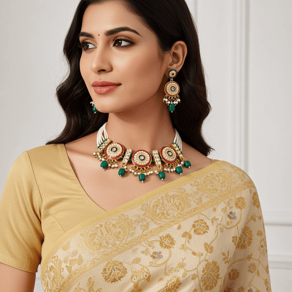 Tessara Alloy Gold-plated Multicolor Jewel Set