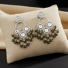 Tessara Silver-Plated Kundan Chandelier Earrings with Mehendi Green Beaded Tassels