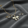 Tessara Gold-Plated Translucent Stone Bow & Zirconia Pendant Set