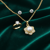Tessara Gold-Plated Translucent Stone Floral & Solitaire Set