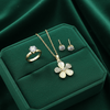 Tessara Gold-Plated Translucent Stone Floral & Solitaire Set